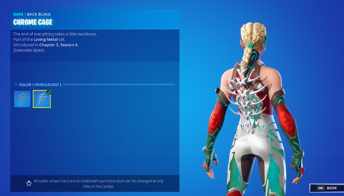Fortnite Chapter 3 Season 4-Chrome Cage Back Bling  