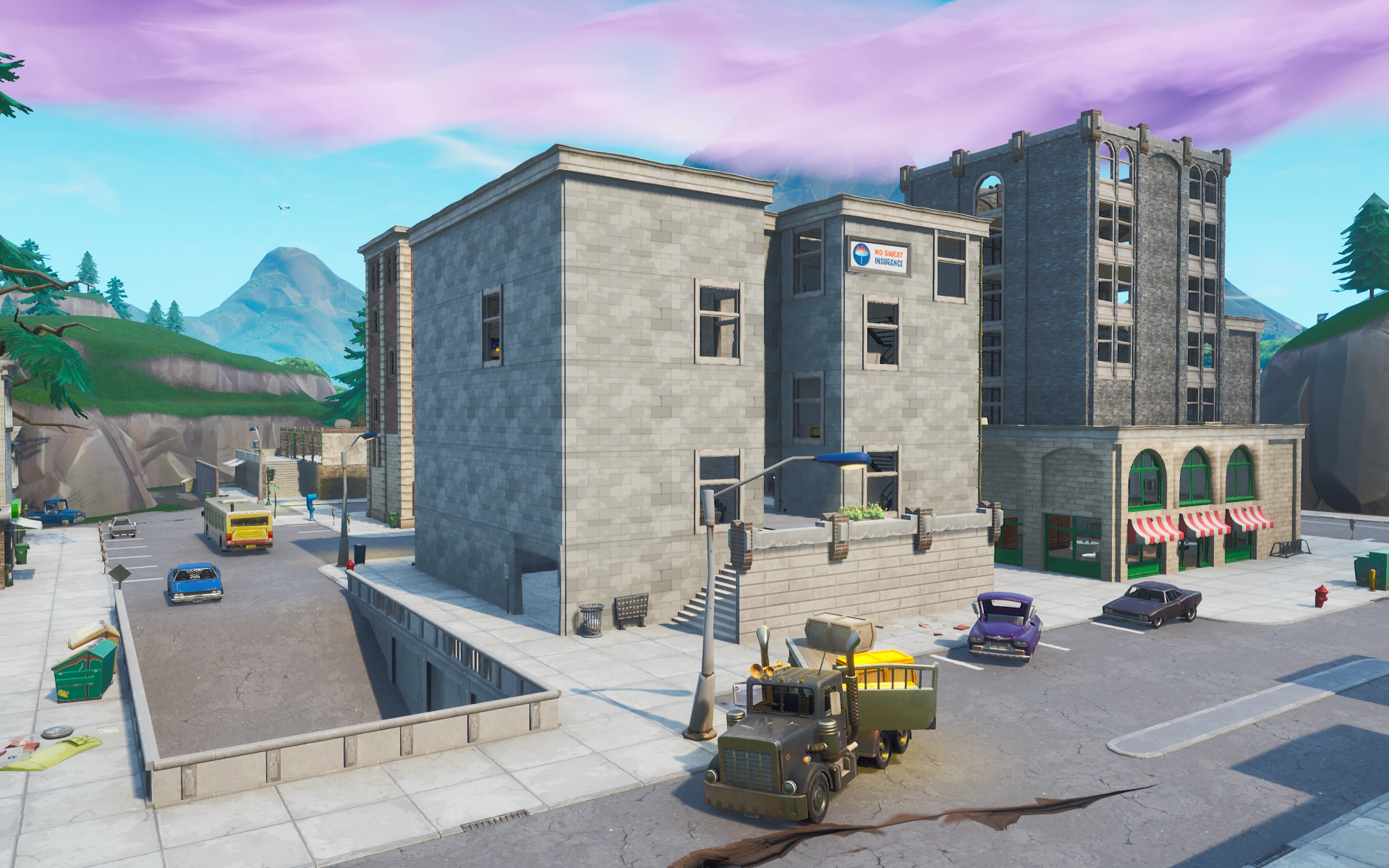 Where to Find the No Sweat Insurance Building in Fortnite Chapter 3, Season 4