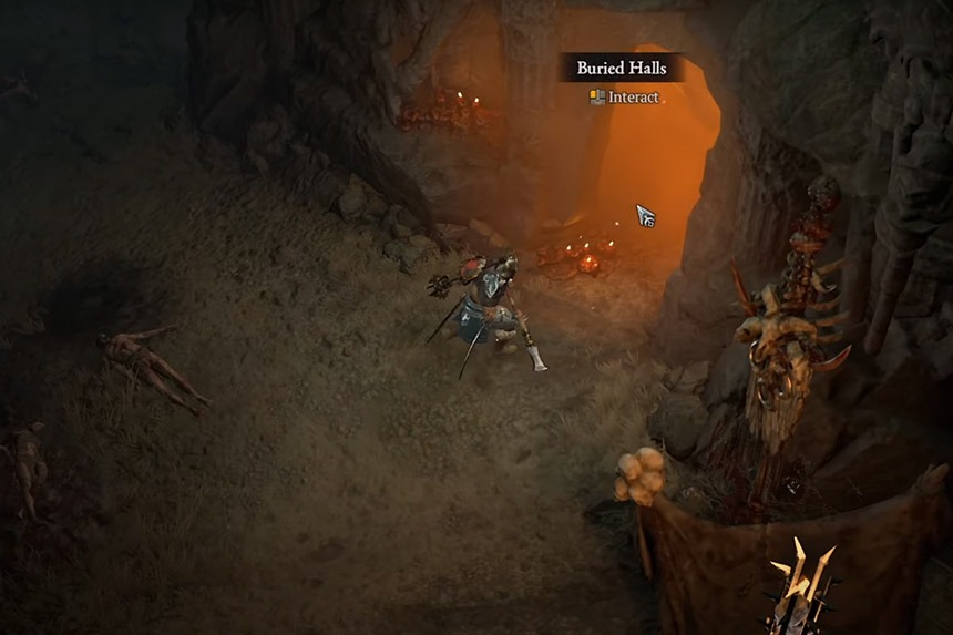 Buried Halls dungeon location in Diablo 4 (Rapid Aspect)
