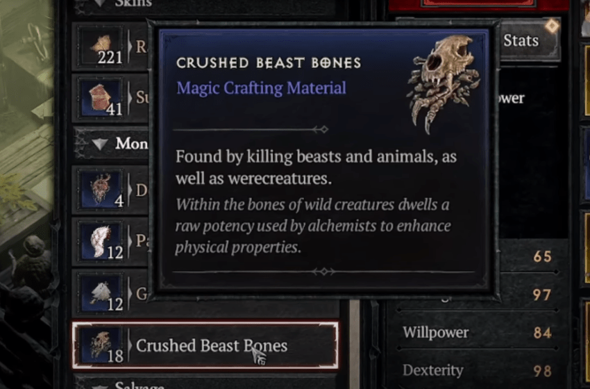 Diablo 4 - Best Crushed Beast Bones Farming Guide