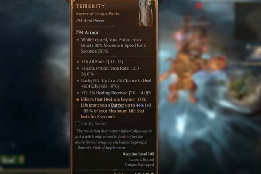 Diablo 4 Temerity Pants Location- Where to Find
