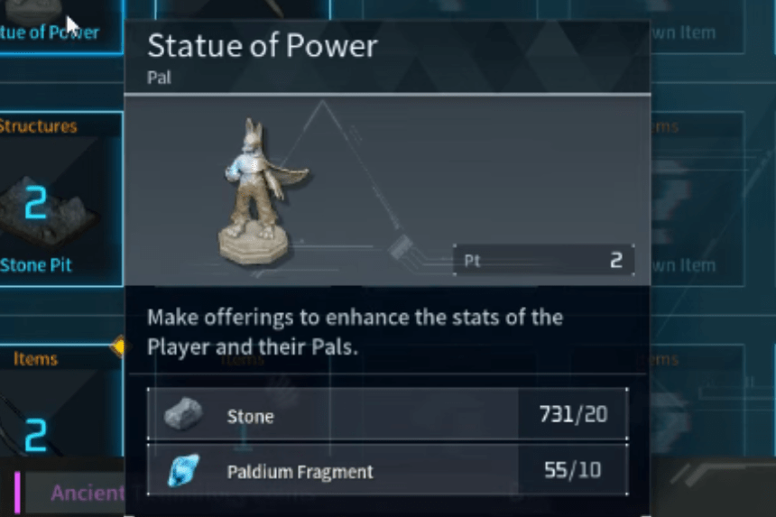 Palworld - How to Get and Use Statue of Power